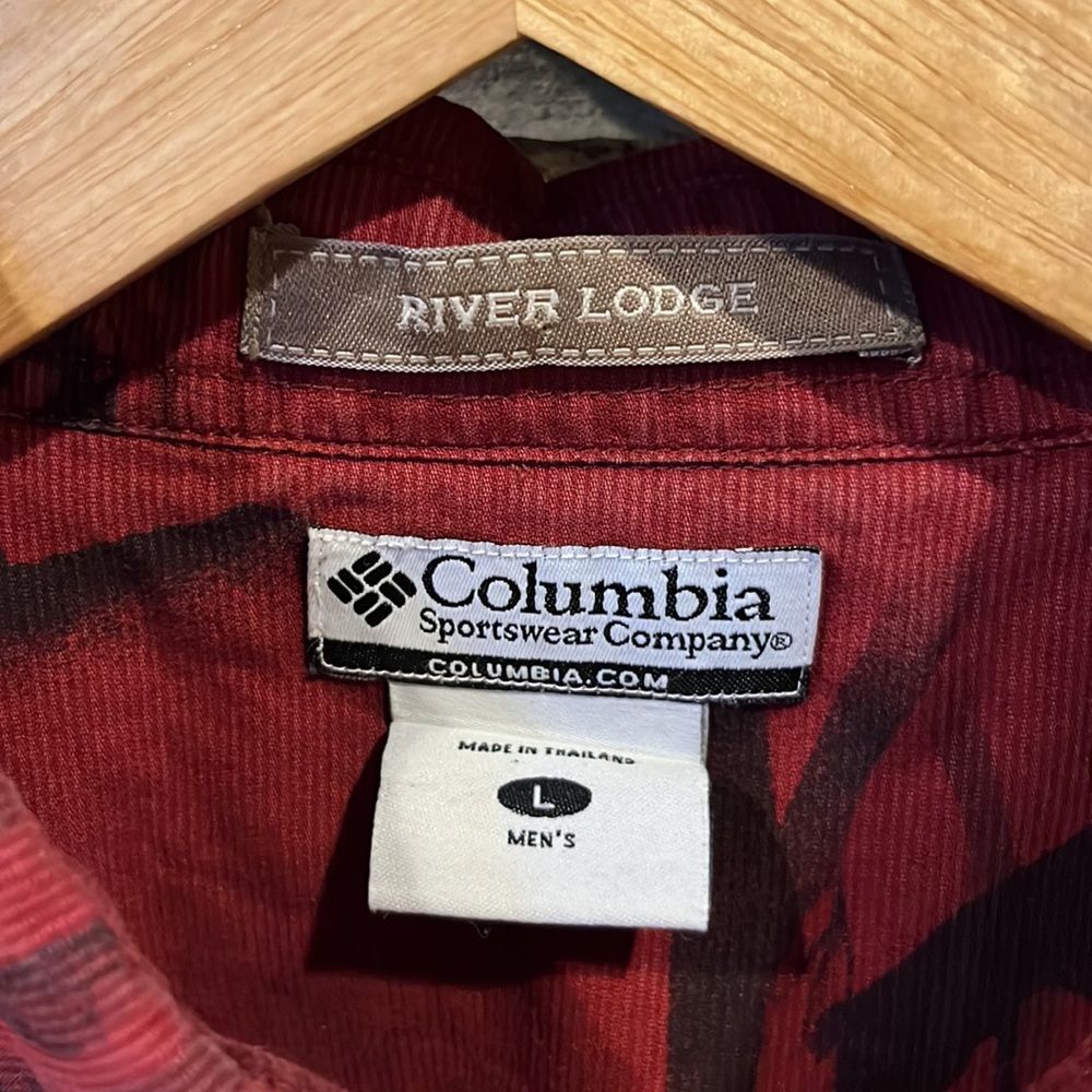 Columbia River Lodge Red Elk Print Cotton Outdoor Long Sleeve Shirt - Picture 5 of 8
